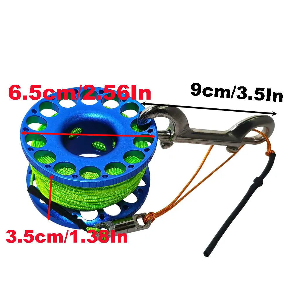 30M Aluminum Alloy Scuba Diving Spool Finger Reel